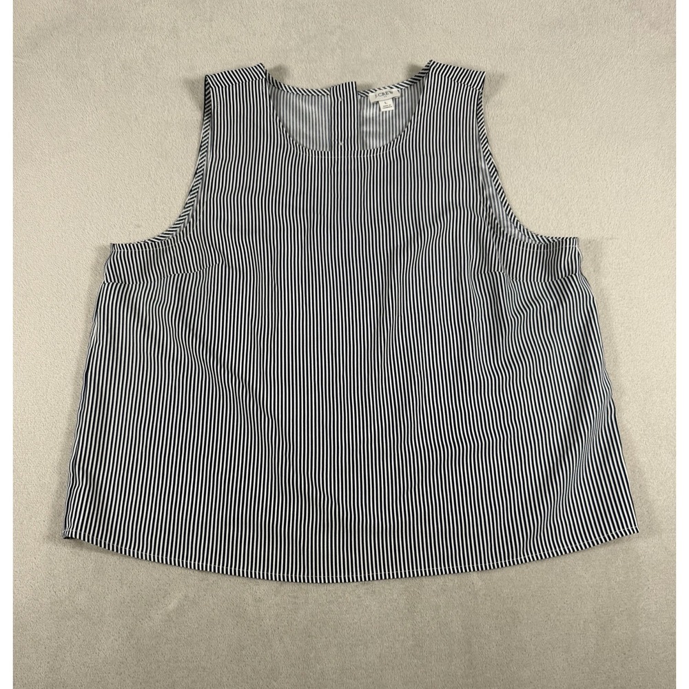 J.Crew Women's Sleeveless Striped Shell Blouse With Back Button Size L - Picture 2 of 16